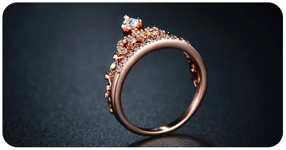 Bague couronne rose