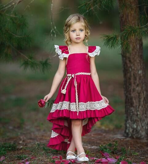 Robe de Cérémonie Fille Rouge et Blanche