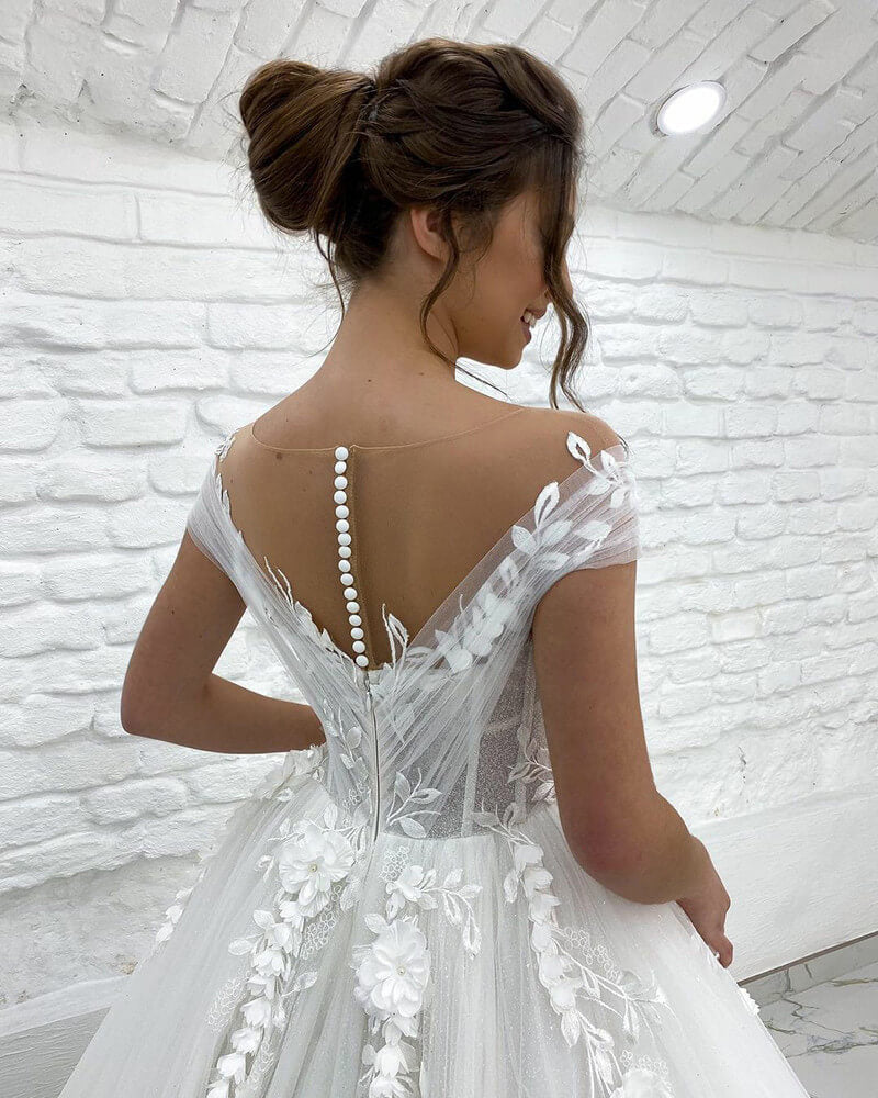 Robe de Mariée Princesse Dentelle avec Traine
