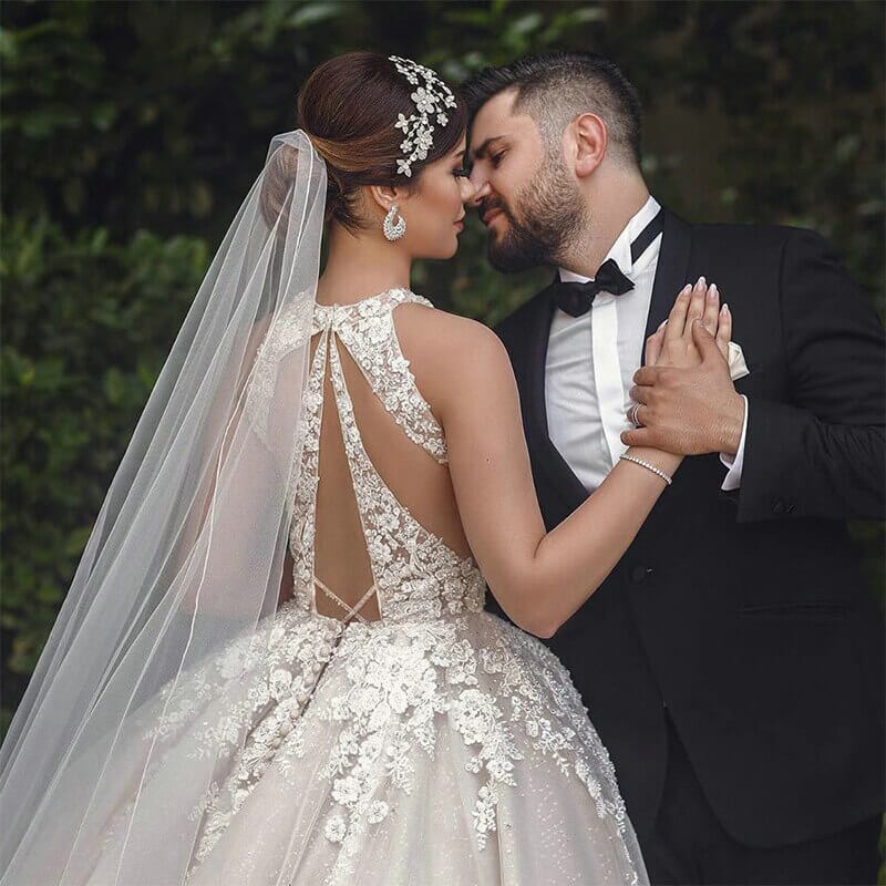 Robe de Mariée Princesse Dentelle Longue Traine