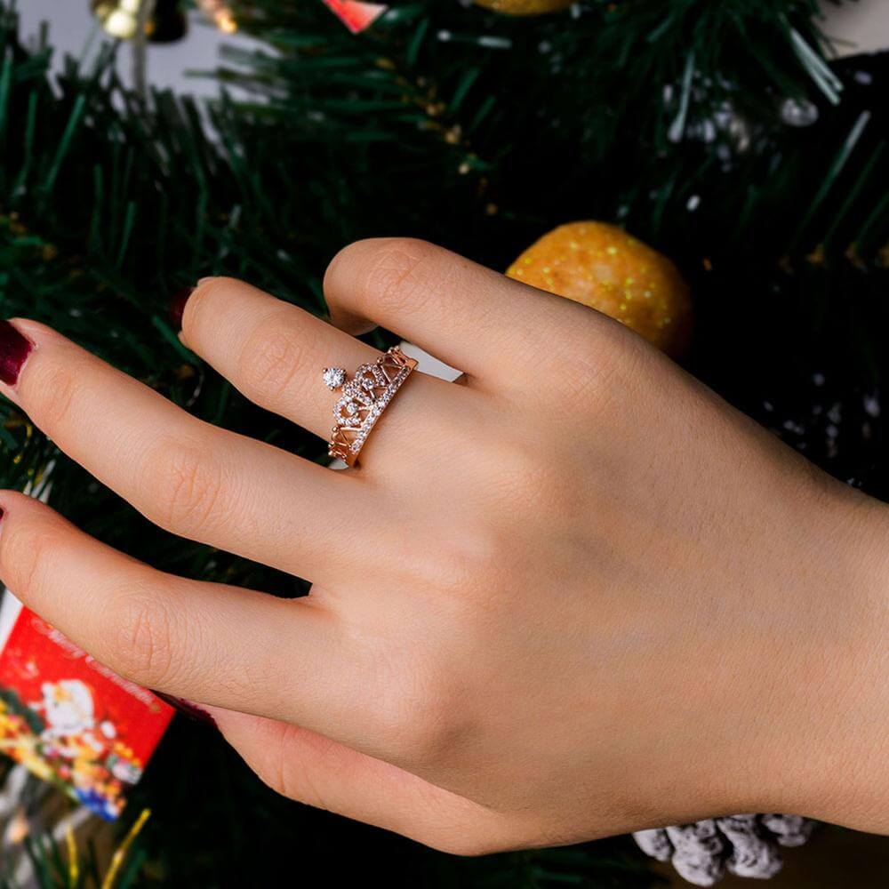 Bague couronne rose brillante