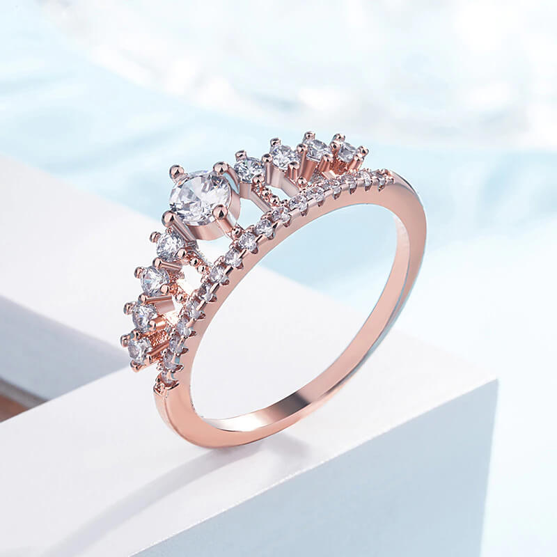 Bague couronne rose