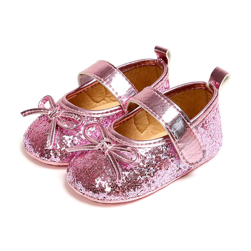 Chaussure paillette rose bebe