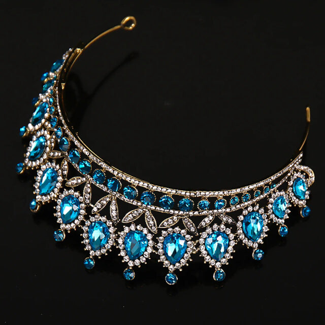 Diademe cristaux bleu