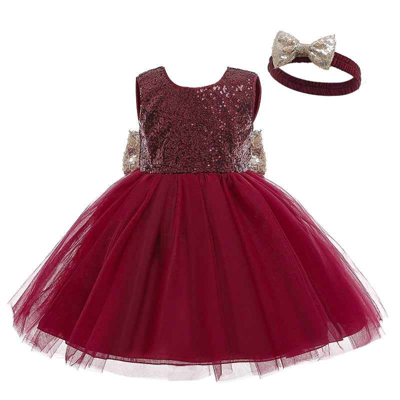 Robe Bordeaux Bébé Fille Princesse Magique - Main Image