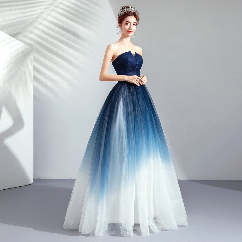 Robe ceremonie femme bleu nuit