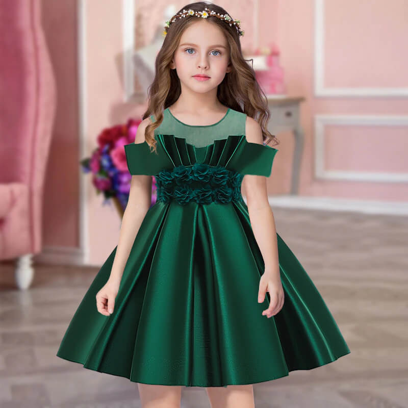 Robe Cérémonie Fille Vert Émeraude - Main Image