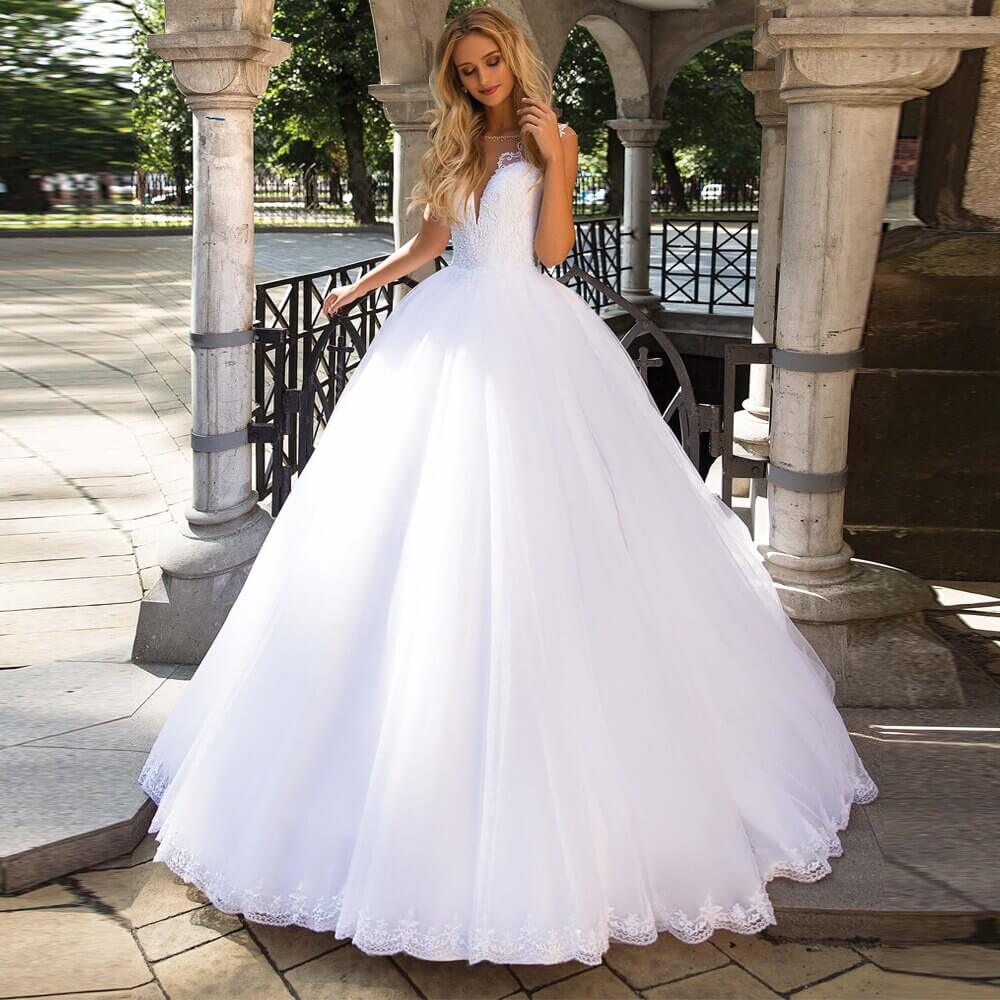 Robe de mariee princesse bustier transparent