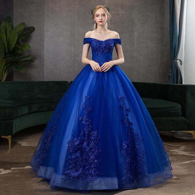 Robe de princesse bleu femme