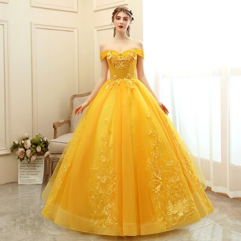 Robe jaune femme reine