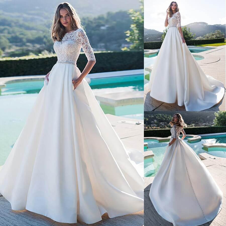 Robe mariage princesse manche dentelle