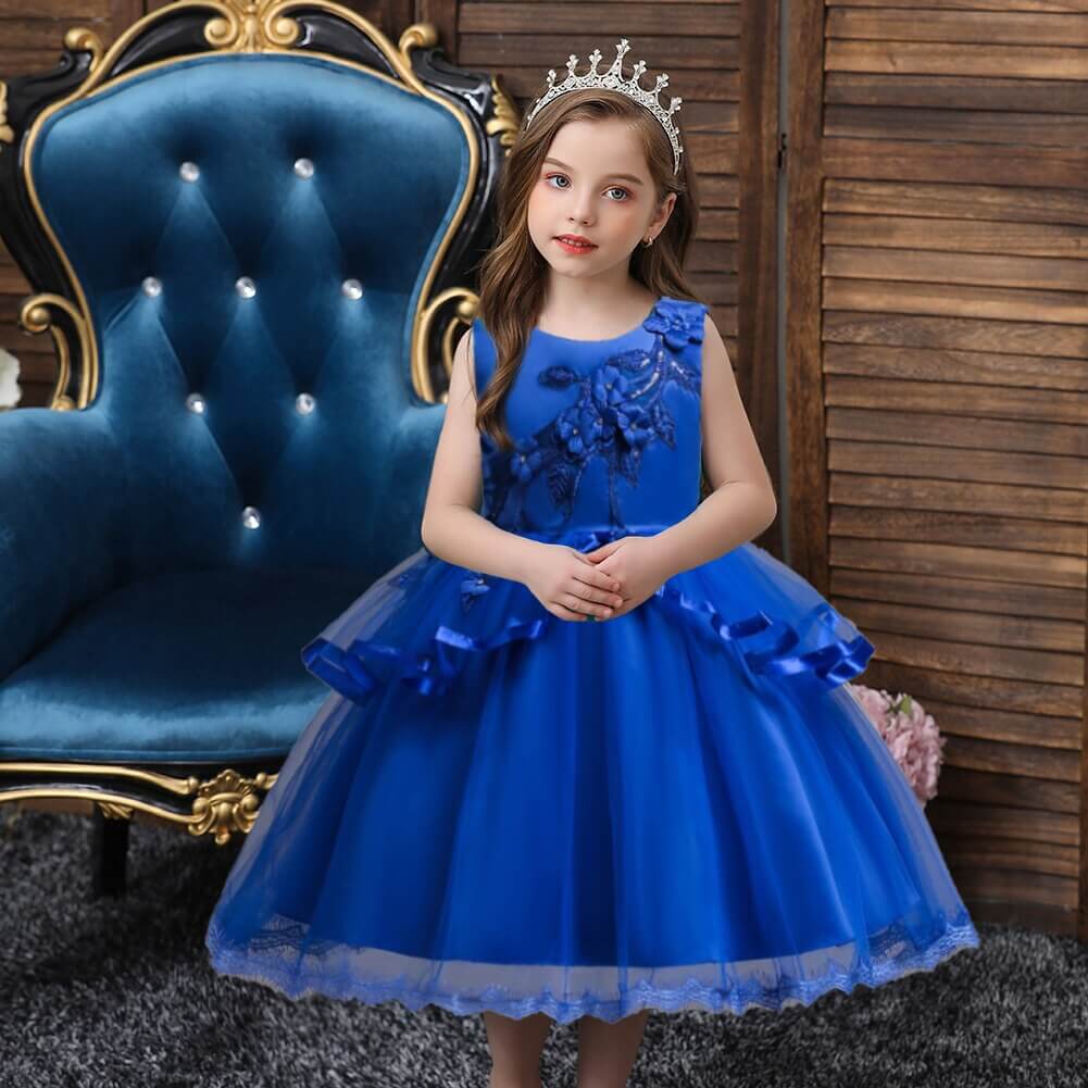 Robe de princesse bleu roi pour fille Tiffany