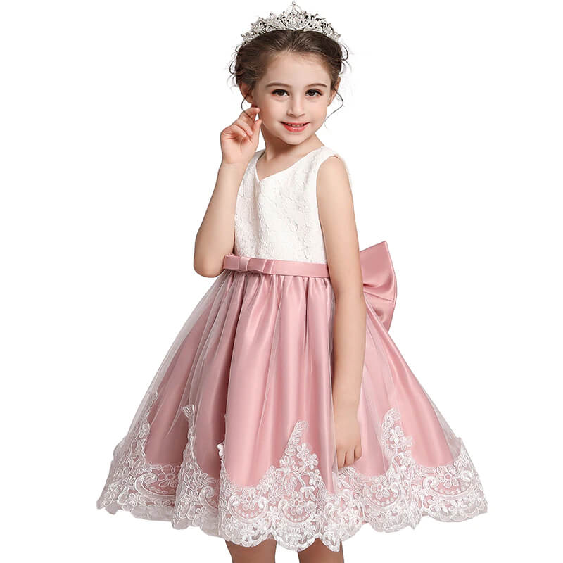 Robe rose blanc fille