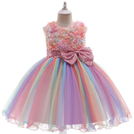  Robe Petite Fille Arc en Ciel