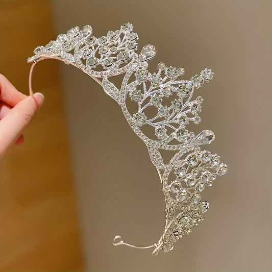 Diadème Princesse En Cristal Argenté – Couronne Mariage Strass Étincelante Pour Fêtes, Anniversaire, Mariée Ou Demoiselle D'Honneur