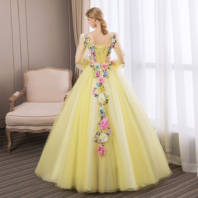 Robe de princesse jaune hot sale