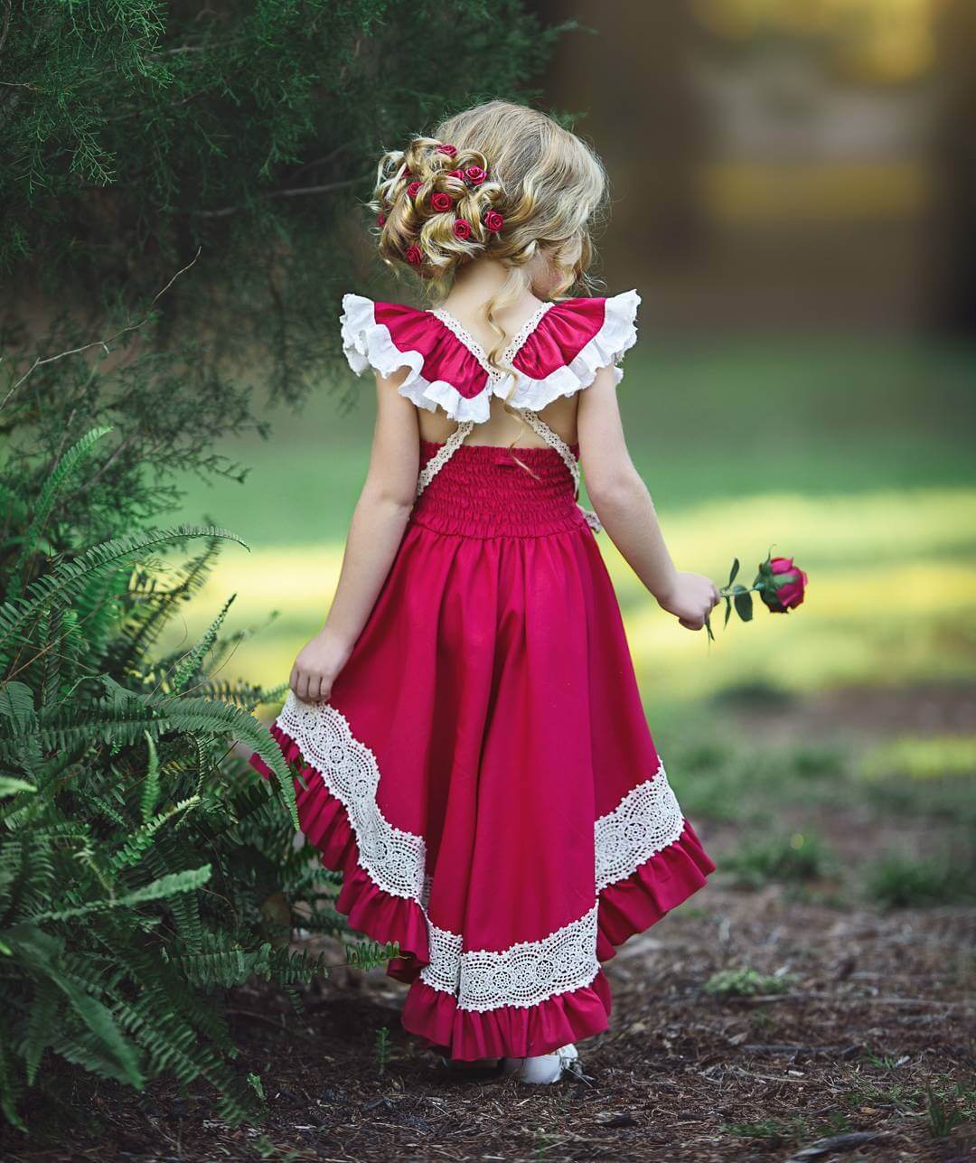 Robe de C r monie Fille Rouge et Blanche Princesse Magique