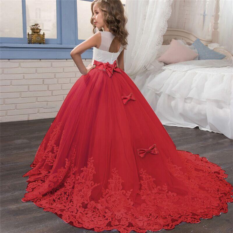 Robe fille rouge blanche