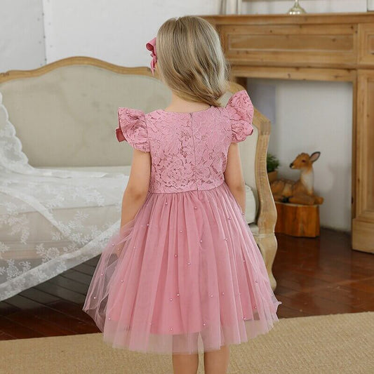 DYKeWei Robe sans Manches pour Tout-Petits et bébés Filles pour l'été Robe  Princesse Fille 6 Ans Rose (Red, 5 Years)