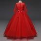 Robe Rouge Princesse Manche Longue