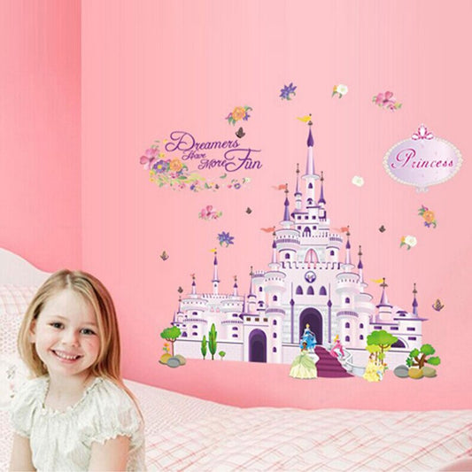 Sticker chateau princesse rose sur butte - Sticker A moi