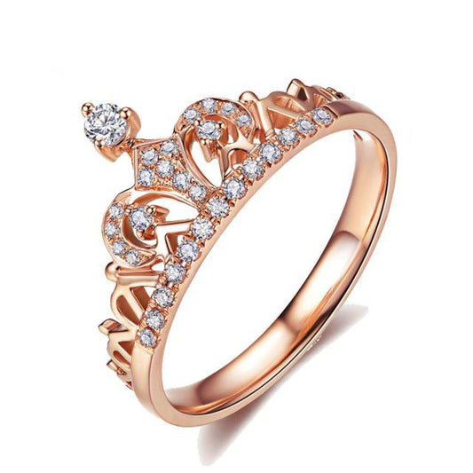 Bague couronne scintillante rose
