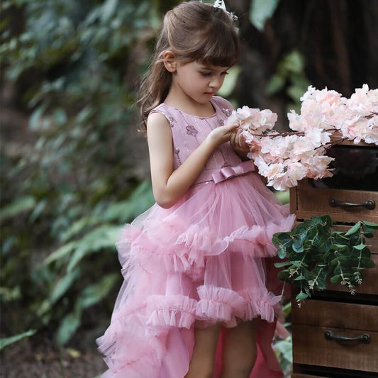 Deguisement de princesse fille, costume de marquise, taffetas rose, coton  blanc, dentelle -  France