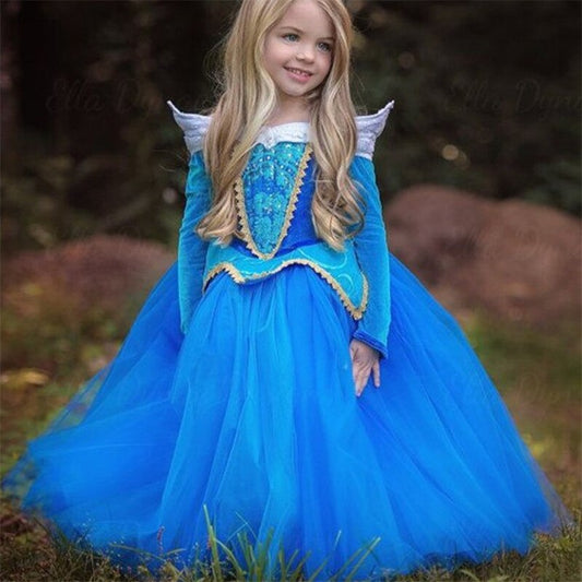 Costume femme princesse enchantée grande robe bleue