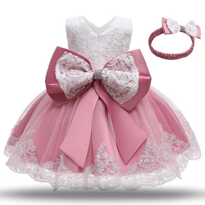 Robe Baptême Dentelle Bébé Fille Princesse Magique1