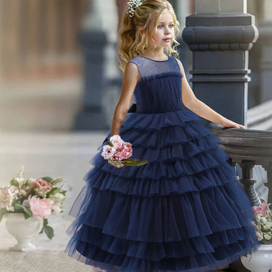 Robe ceremonie fille bleu nuit