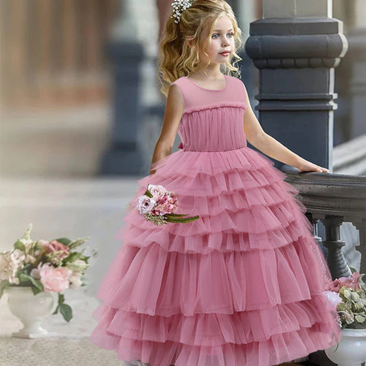 Robe ceremonie fille tulle rose