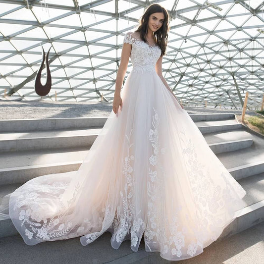 Robe de mariee princesse avec manche courte