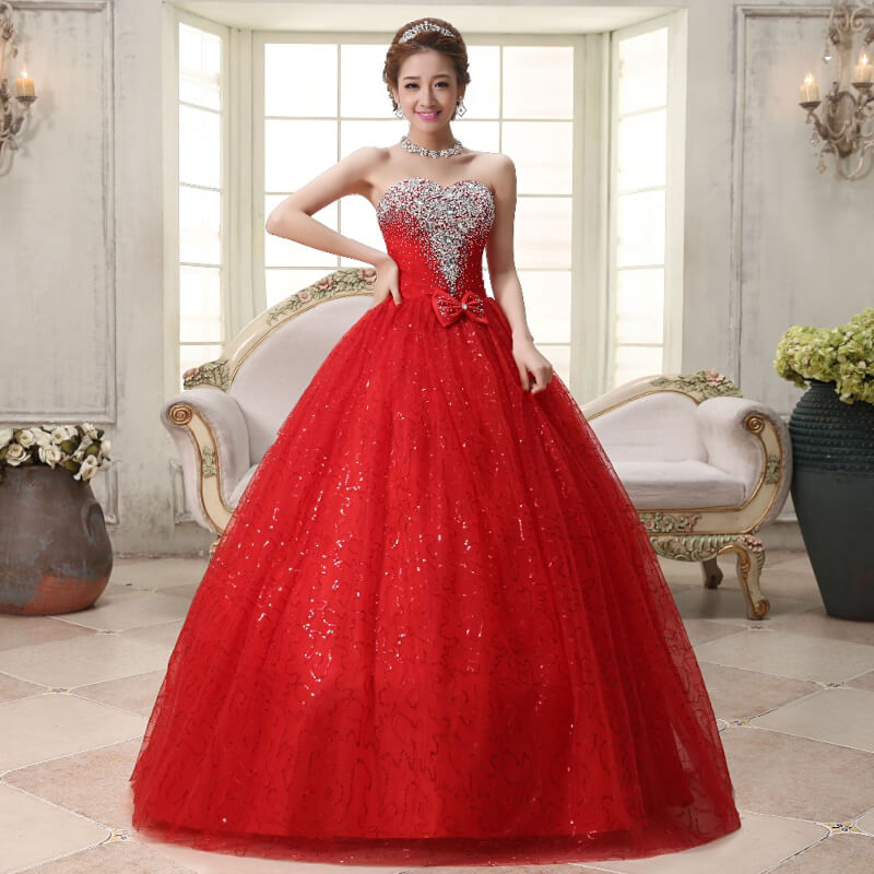 Robe de Mariée Princesse Paillette Rouge | Princesse Magique