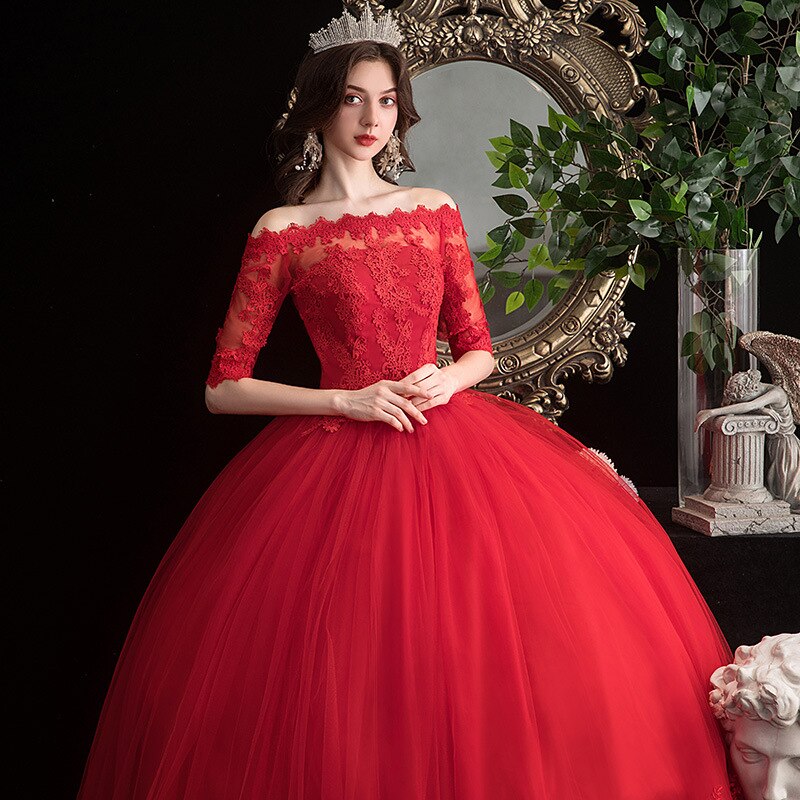 Robe de mariée online rouge dentelle