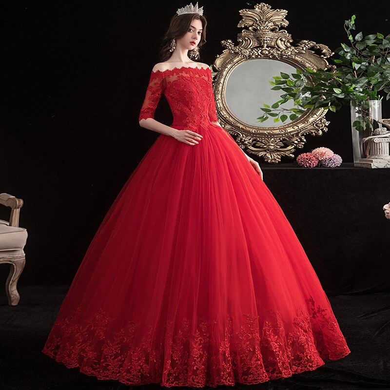 Robe mariage rouge princesse