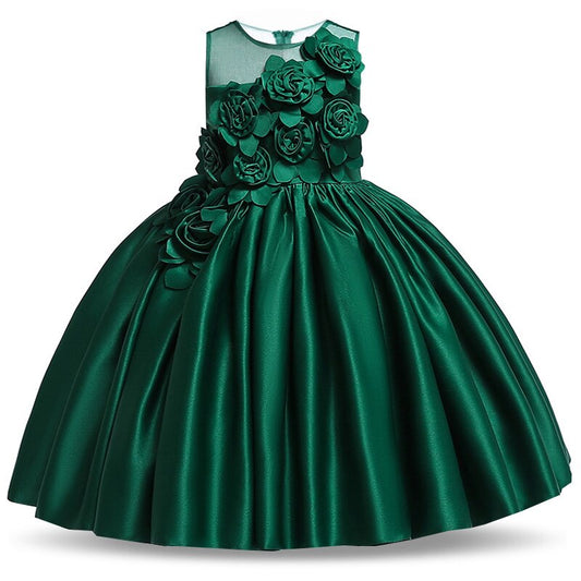 Robe princesse verte satin