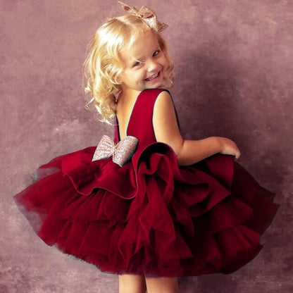 Robe rouge princesse bebe fille