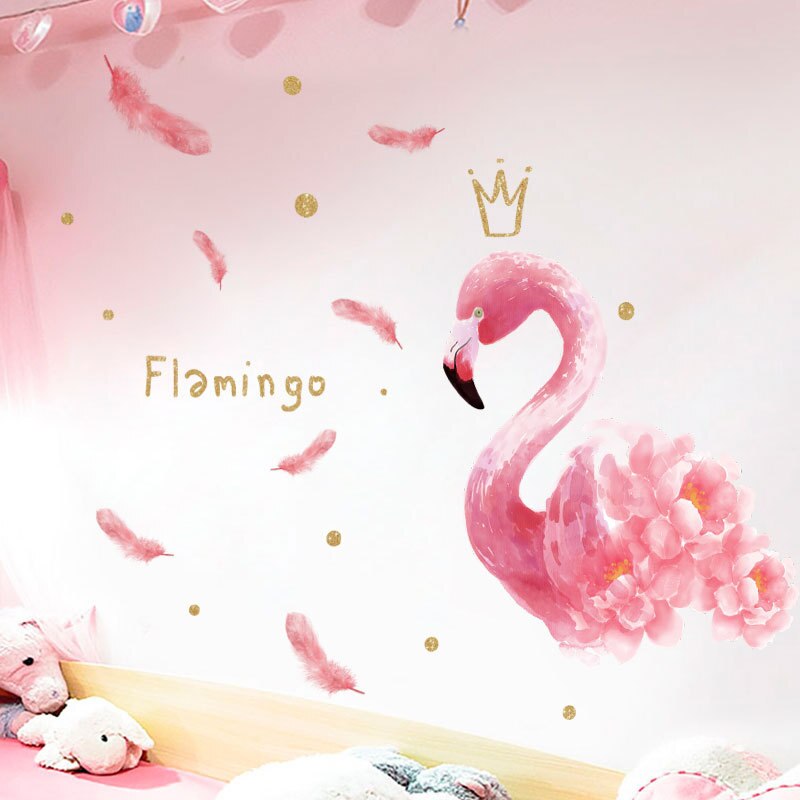 Stickers flamant rose couronne
